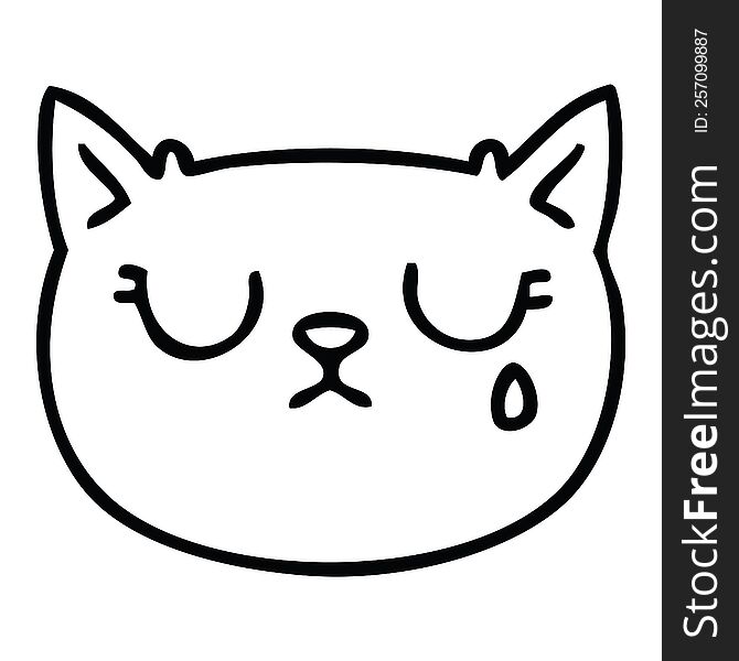 Quirky Line Drawing Cartoon Crying Cat