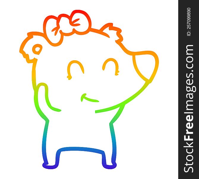 Rainbow Gradient Line Drawing Female Polar Bear Cartoon