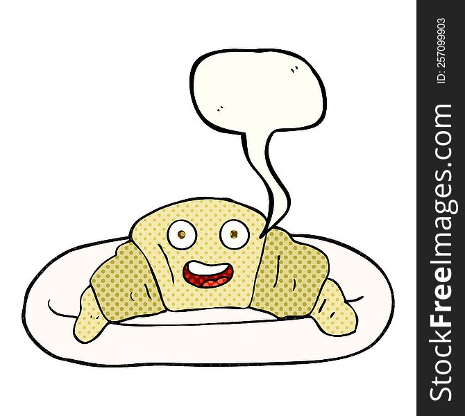 freehand drawn comic book speech bubble cartoon croissant