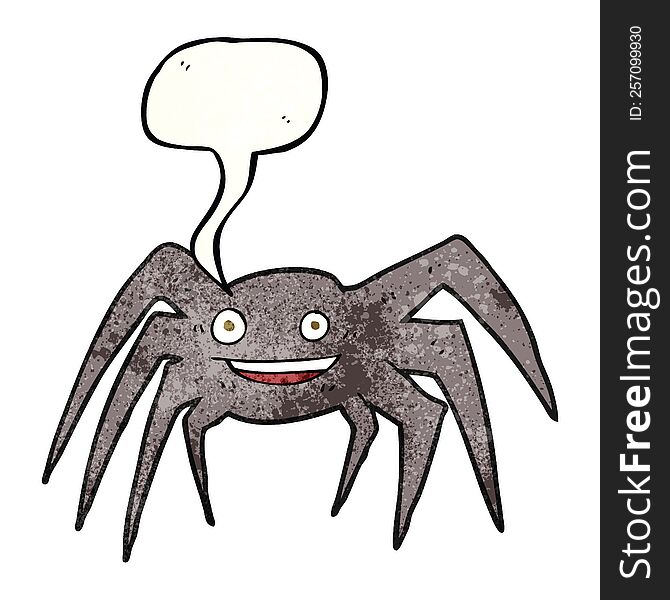 freehand speech bubble textured cartoon happy spider