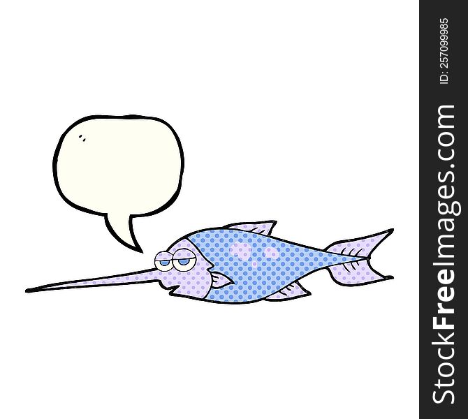 freehand drawn comic book speech bubble cartoon swordfish