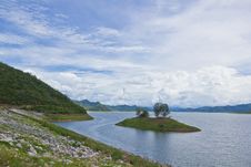 Landscape With Dam Lake Royalty Free Stock Image