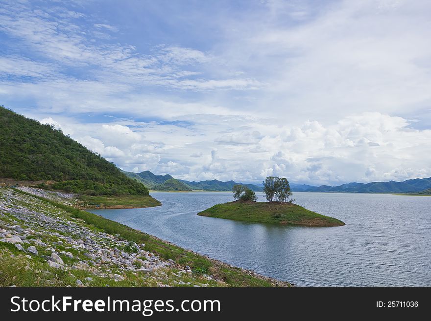 Landscape with dam lake Pranburi,Thailand