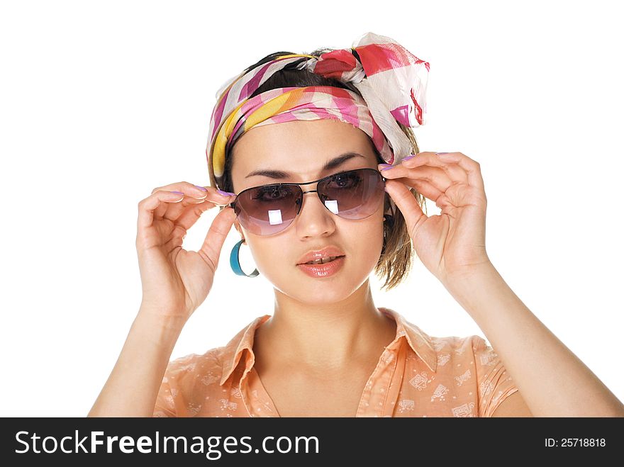 Two girls on white background