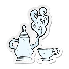Sticker Of A Cartoon Tea Set Royalty Free Stock Image Sticker Of A Cartoon Tea Set Royalty Free Stock Image