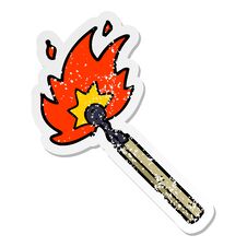 Distressed Sticker Of A Cartoon Burning Match Royalty Free Stock Photo