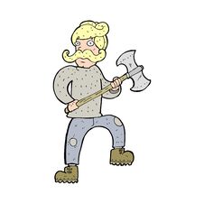 Cartoon Man With Axe Stock Photography