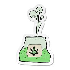 Free Sticker Of A Cartoon Bag Of Weed Stock Images - 257105064