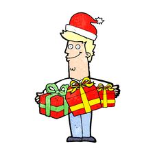 Cartoon Man With Gifts Royalty Free Stock Images