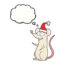 Thought Bubble Cartoon Mouse Wearing Christmas Hat Stock Photo Thought Bubble Cartoon Mouse Wearing Christmas Hat Stock Photo
