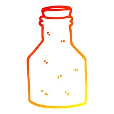 Warm Gradient Line Drawing Cartoon Old Ceramic Bottle With Cork Royalty Free Stock Photo