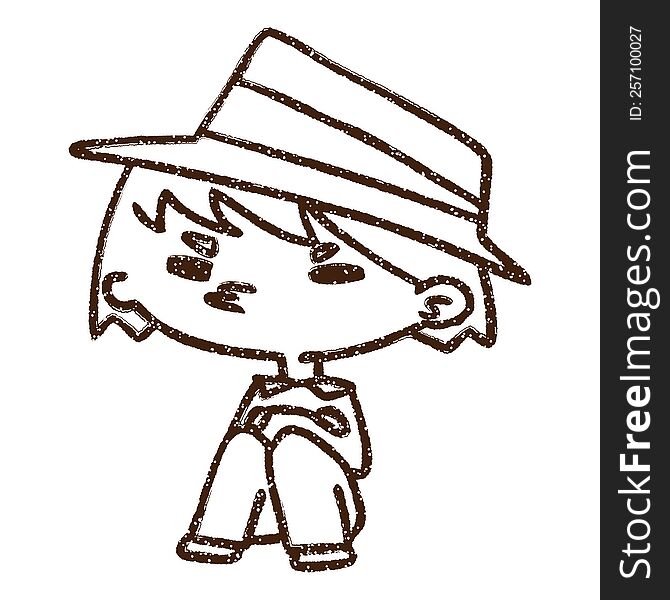 Fashionable Boy Charcoal Drawing