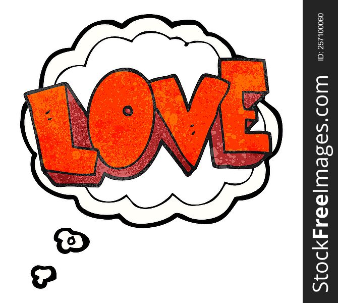 freehand drawn thought bubble textured cartoon love symbol