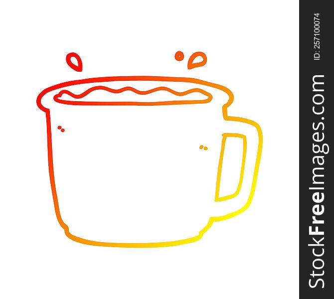 Warm Gradient Line Drawing Cartoon Coffee Cup