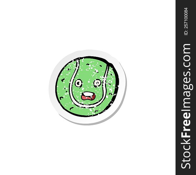 Retro Distressed Sticker Of A Cartoon Tennis Ball