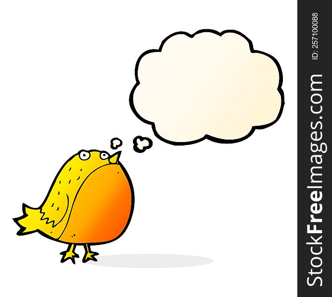 Cartoon Fat Bird With Thought Bubble