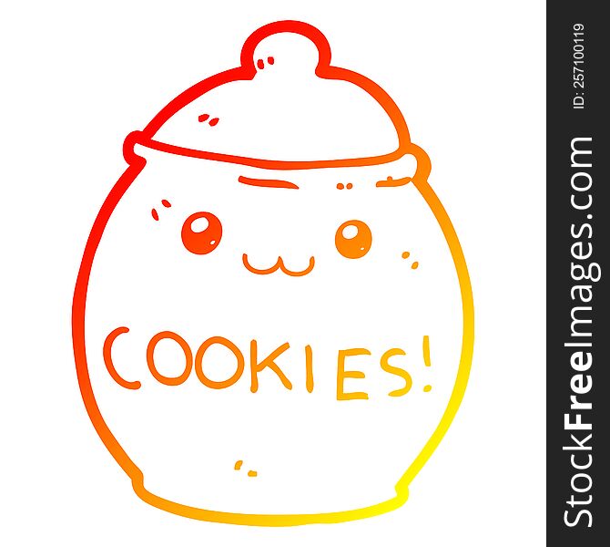 warm gradient line drawing cartoon cookie jar