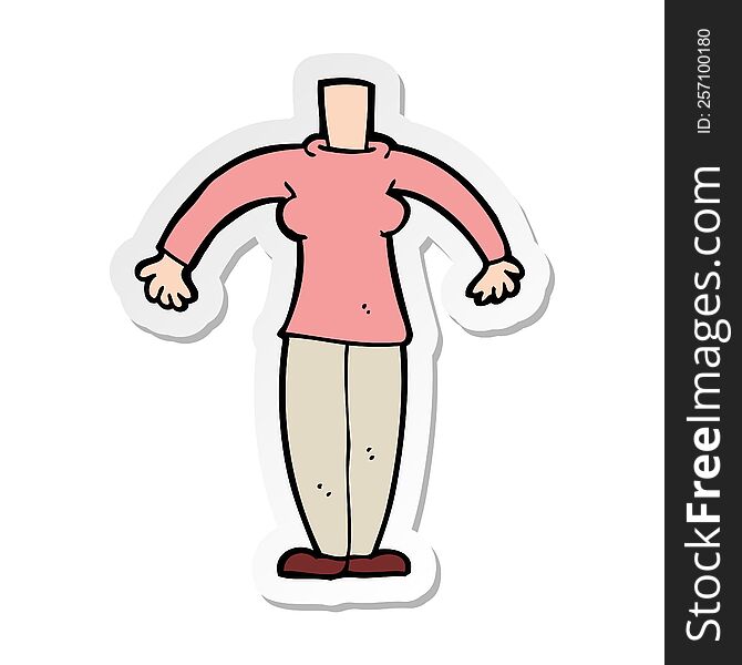 Sticker Of A Cartoon Female Body