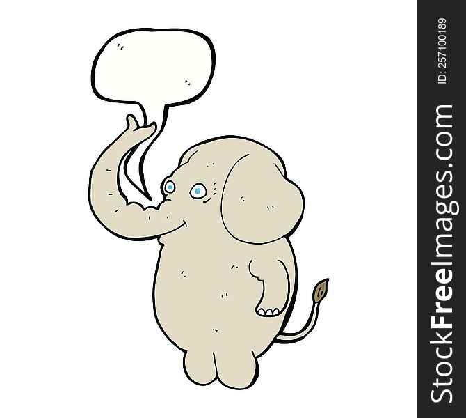 Cartoon Funny Elephant With Speech Bubble