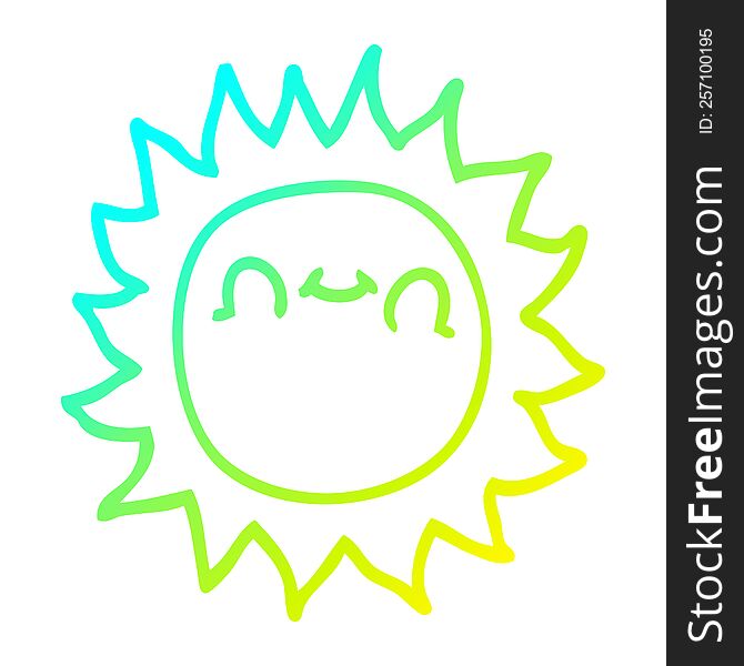 cold gradient line drawing of a cartoon happy sunshine