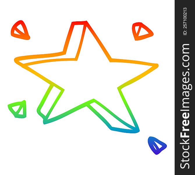 Rainbow Gradient Line Drawing Cartoon Star