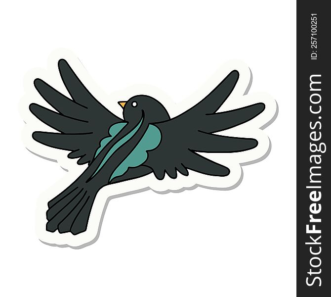 Tattoo Style Sticker Of A Flying Bird
