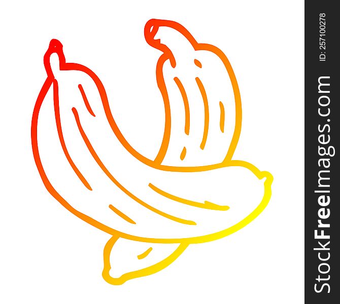 warm gradient line drawing of a cartoon pair of  bananas