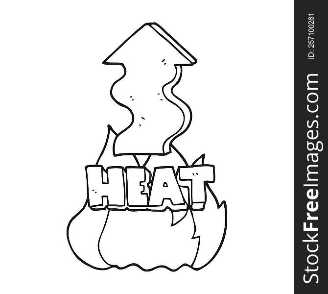 freehand drawn black and white cartoon heat rising