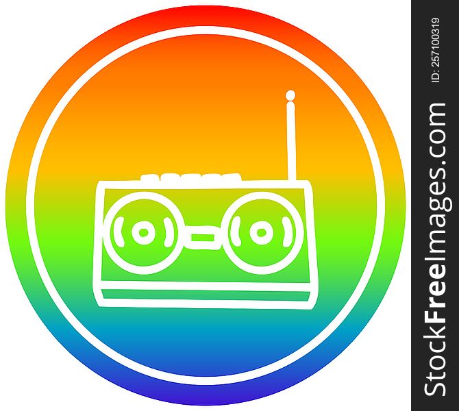 Radio Cassette Player Circular In Rainbow Spectrum