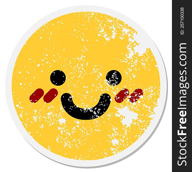 Blushing Happy Face Circular Sticker