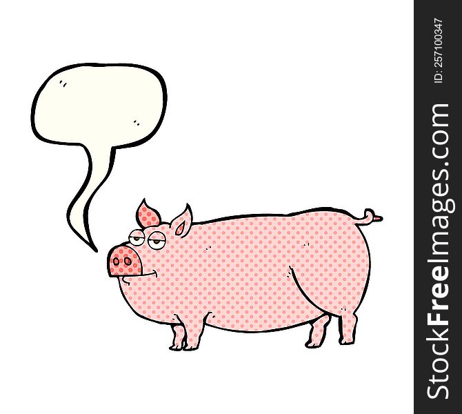 freehand drawn comic book speech bubble cartoon huge pig