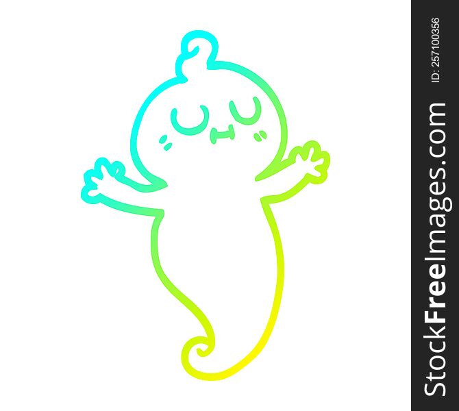 Cold Gradient Line Drawing Cartoon Ghost