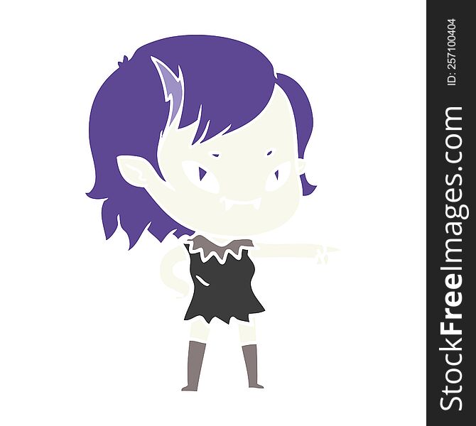 Flat Color Style Cartoon Friendly Vampire Girl