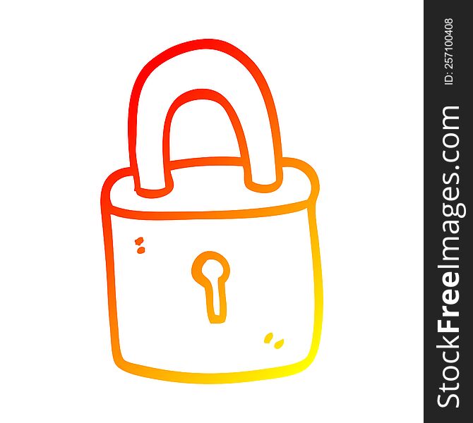 warm gradient line drawing cartoon padlock