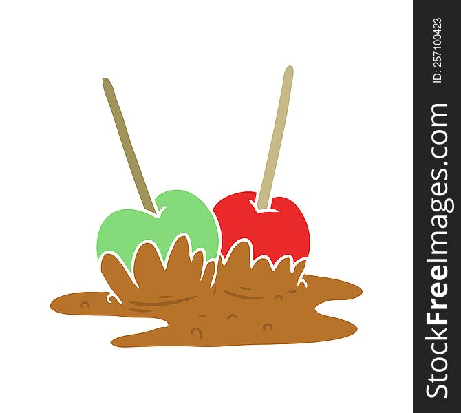 flat color style cartoon toffee apples