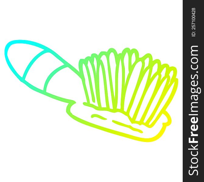cold gradient line drawing of a cartoon hair brush