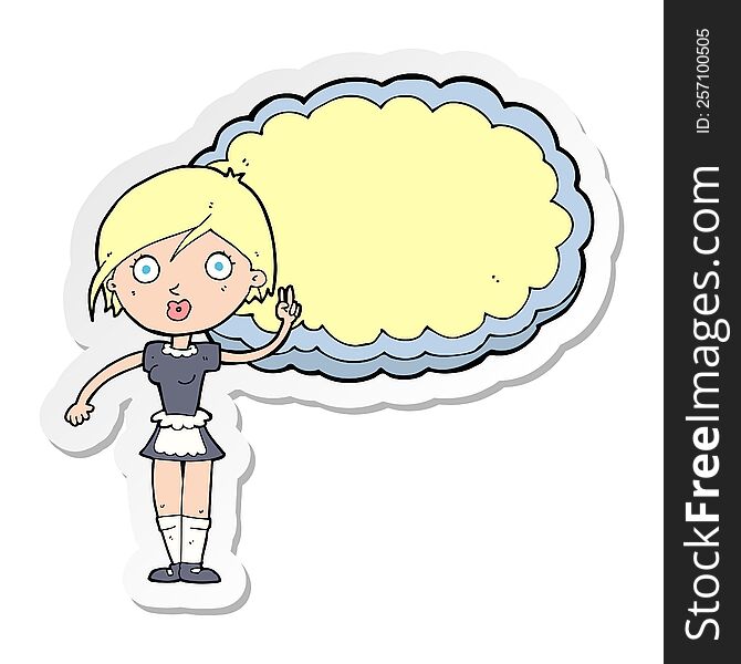 sticker of a cartoon waitress with text space