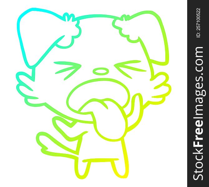 Cold Gradient Line Drawing Cartoon Disgusted Dog