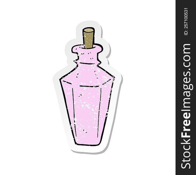 retro distressed sticker of a cartoon perfume fragrance bottle