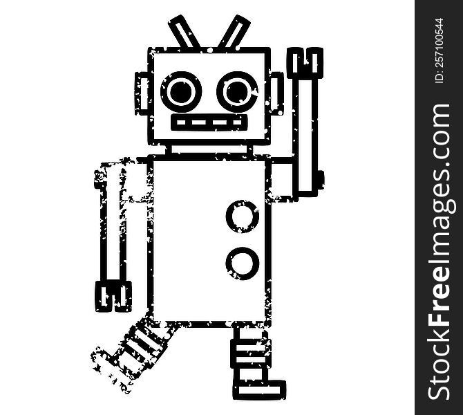 dancing robot distressed icon symbol