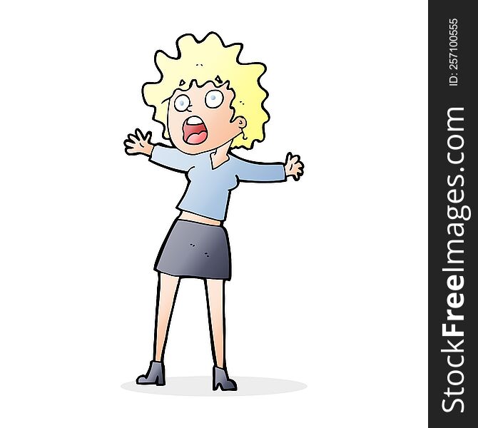 cartoon frightened woman