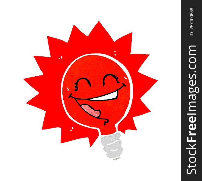 happy flashing red light bulb cartoon