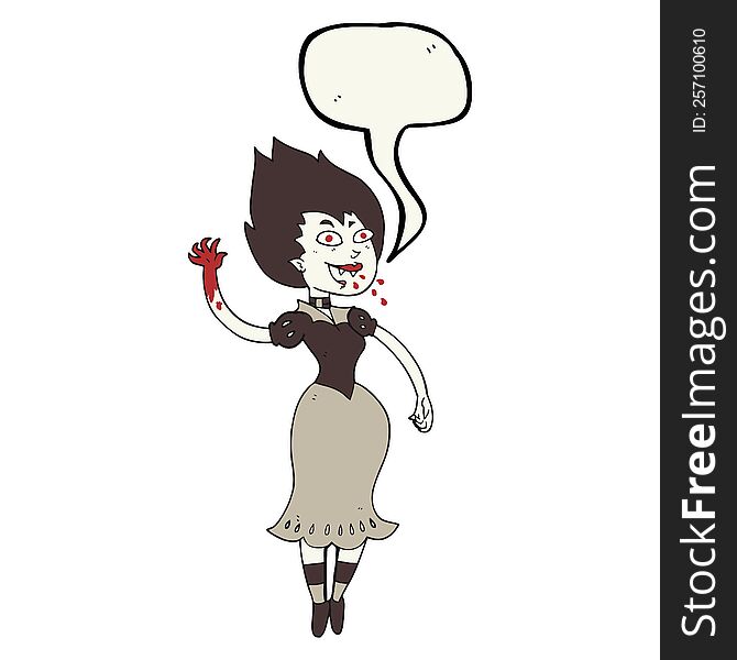 Speech Bubble Cartoon Blood Sucking Vampire Girl