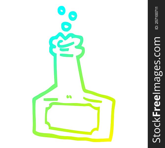 Cold Gradient Line Drawing Cartoon Bubbling Bottle