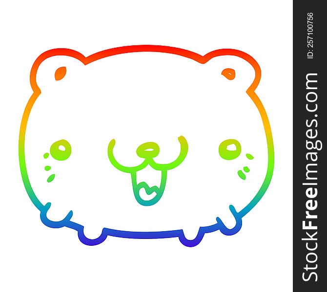 Rainbow Gradient Line Drawing Funny Cartoon Bear