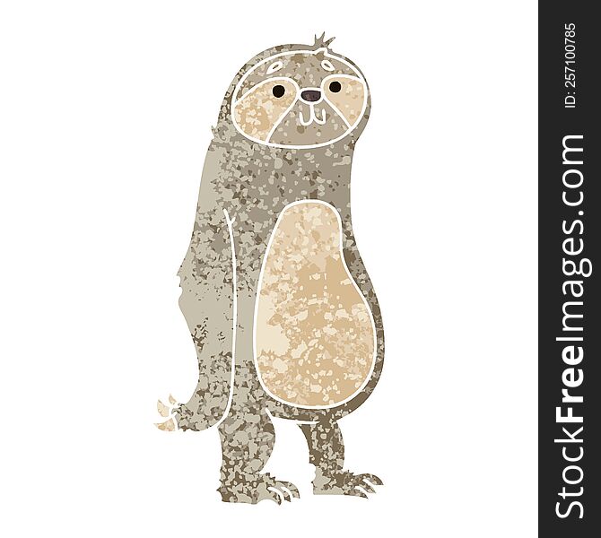 retro illustration style quirky cartoon sloth. retro illustration style quirky cartoon sloth