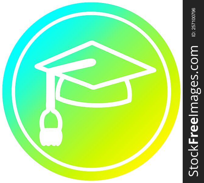 graduation cap circular icon with cool gradient finish. graduation cap circular icon with cool gradient finish