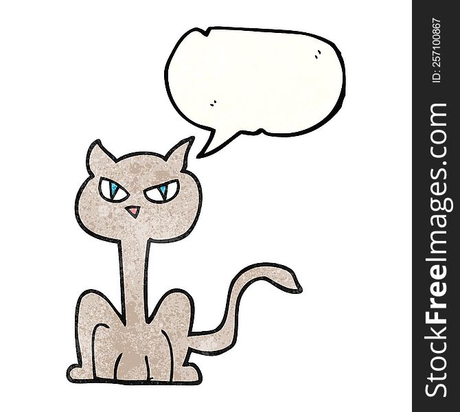 freehand speech bubble textured cartoon angry cat