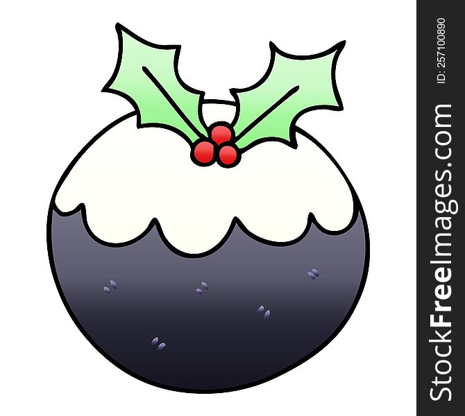 gradient shaded quirky cartoon christmas pudding. gradient shaded quirky cartoon christmas pudding