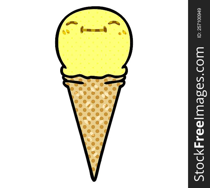 Quirky Comic Book Style Cartoon Happy Ice Cream